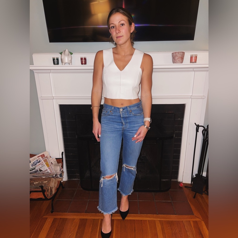 White Faux Leather Zara Top